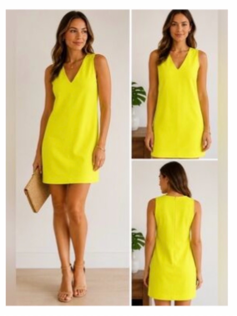 Banana Republic Bright Yellow V-Neck Sleeveless Lightweight Shift dress~ 10~ NWT